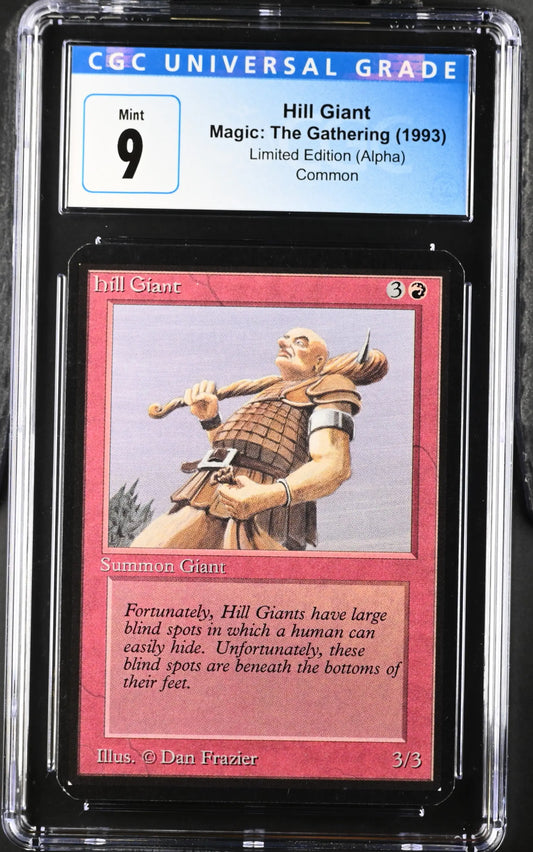 Graded Magic: The Gathering Alpha Edition Hill Giant trading card in Mint condition
