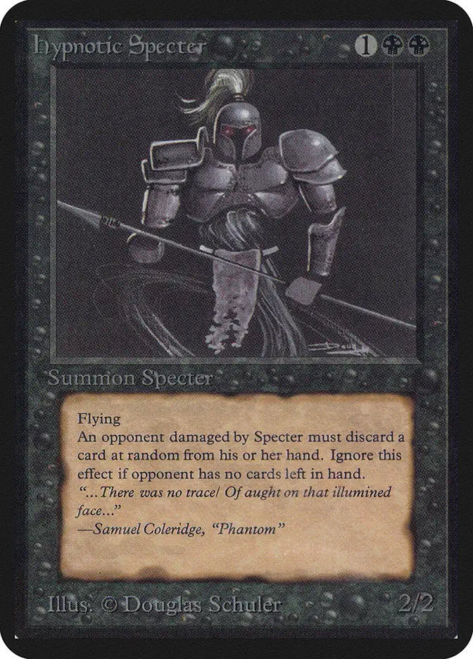 Armored warrior with spear in dark form from Magic: The Gathering Hypnotic Specter Alpha Edition