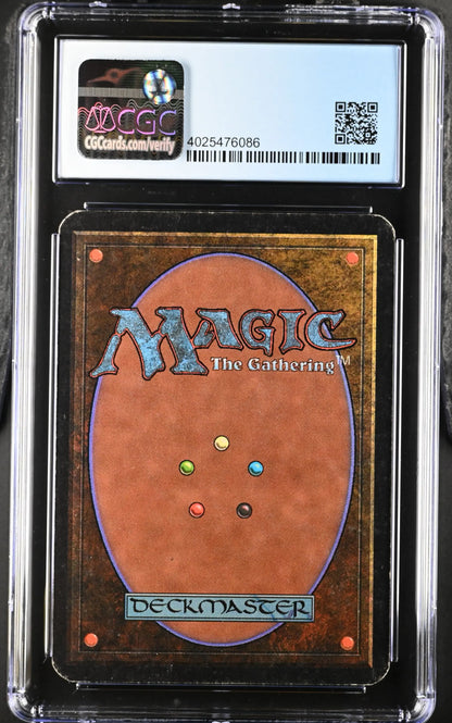 Graded Magic: The Gathering Alpha Edition card back in protective case with Jade Statue