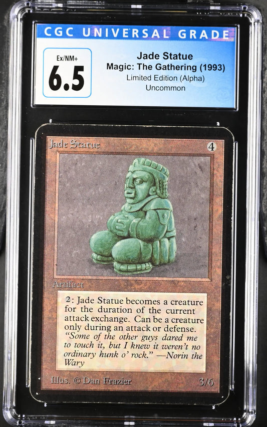 Graded Magic: The Gathering Alpha Edition Jade Statue trading card in protective holder