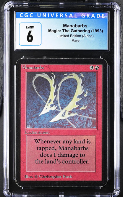 Graded CGC 6 Ex/NM Magic: The Gathering Manabarbs Alpha Edition trading card