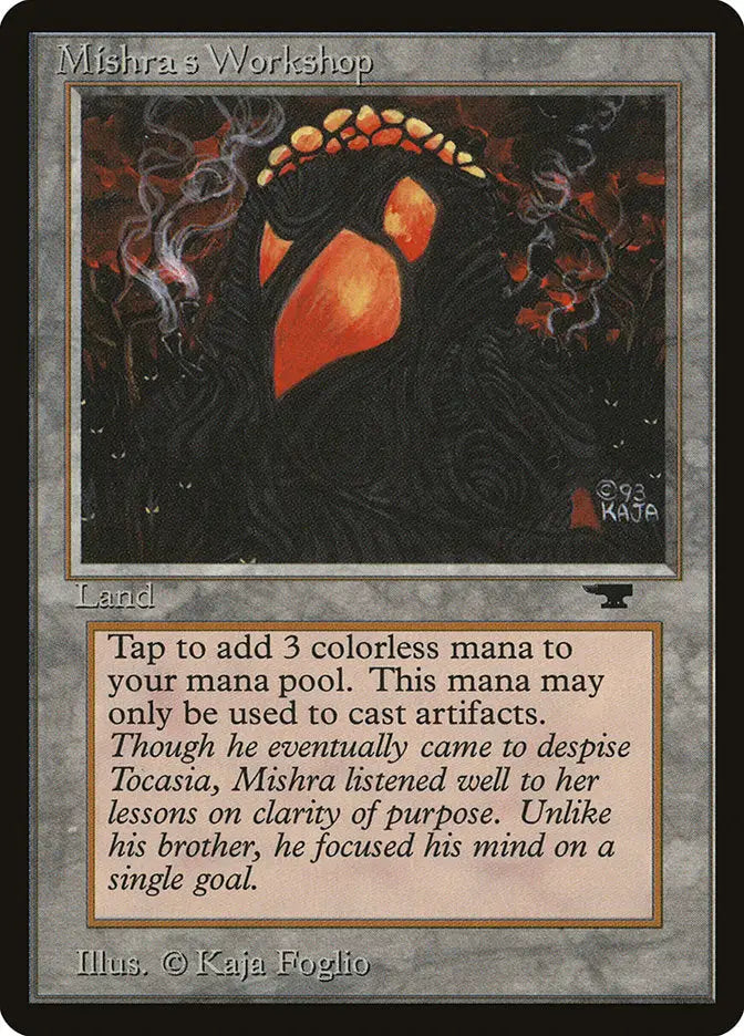 Stylized black bird’s head with orange beak on Magic: The Gathering trading card
