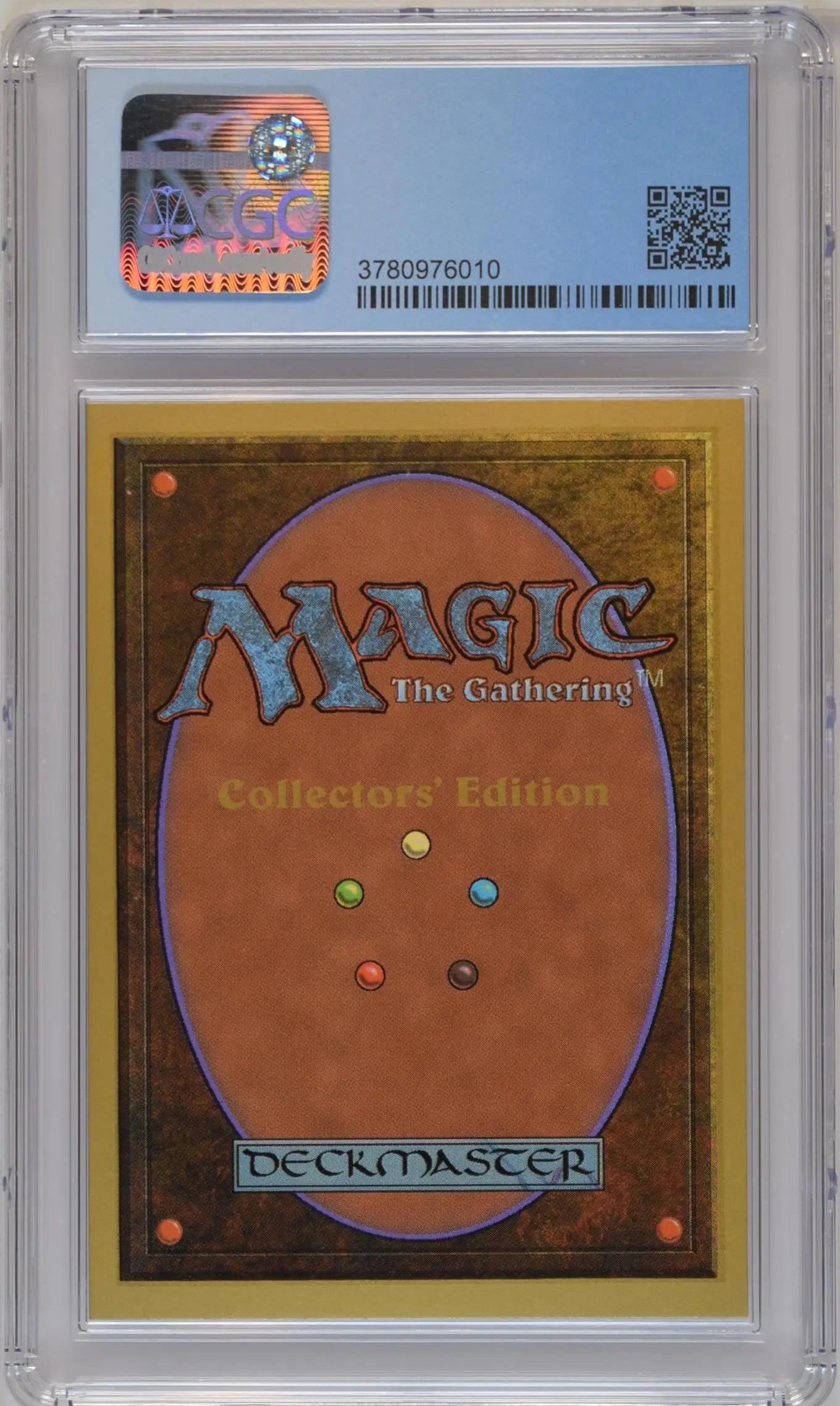 Graded Magic: The Gathering card back in protective case for collectors trading cards
