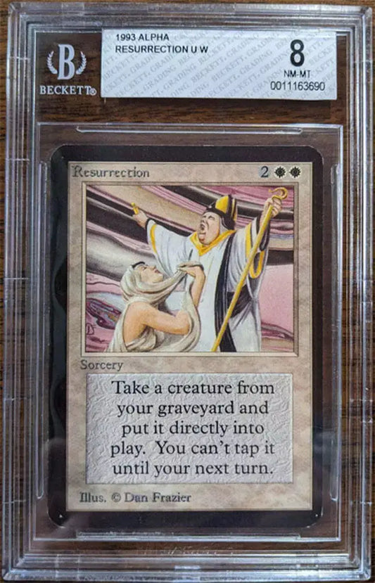 Graded Magic: The Gathering card Resurrection Alpha Edition in protective case