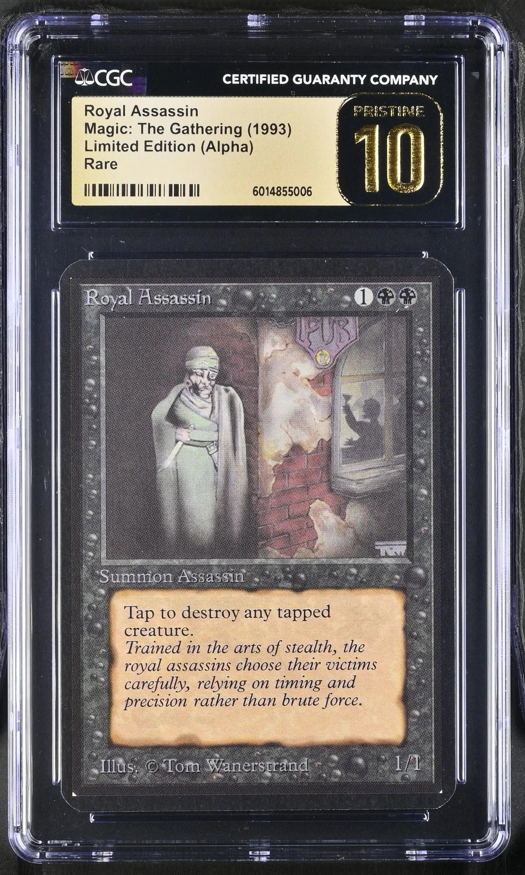 CGC-graded Magic The Gathering Alpha Edition Royal Assassin card in pristine condition