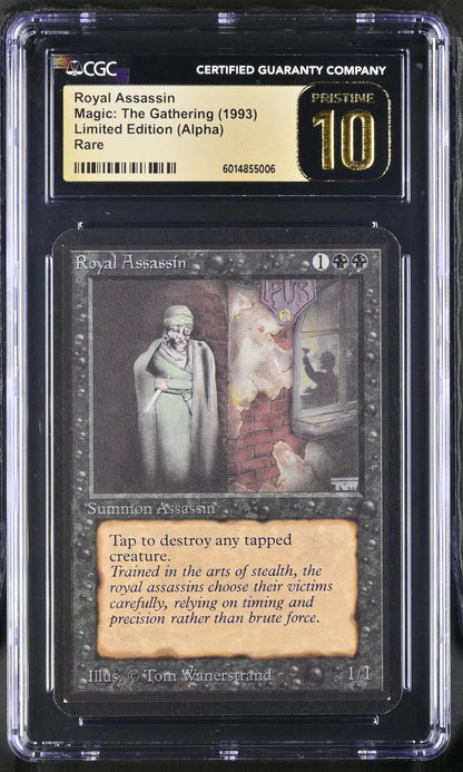 CGC-graded Magic The Gathering Alpha Edition Royal Assassin card in pristine condition