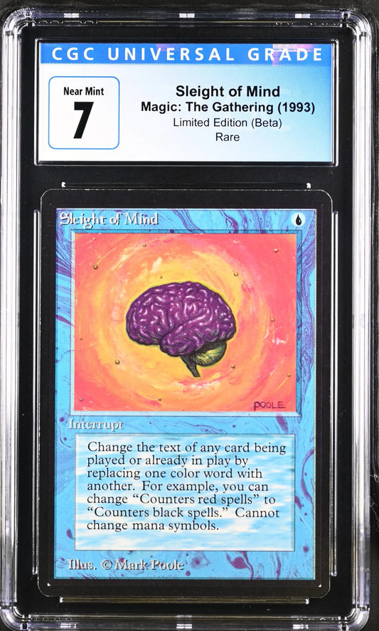 Graded Magic: The Gathering Beta Edition card with purple brain illustration