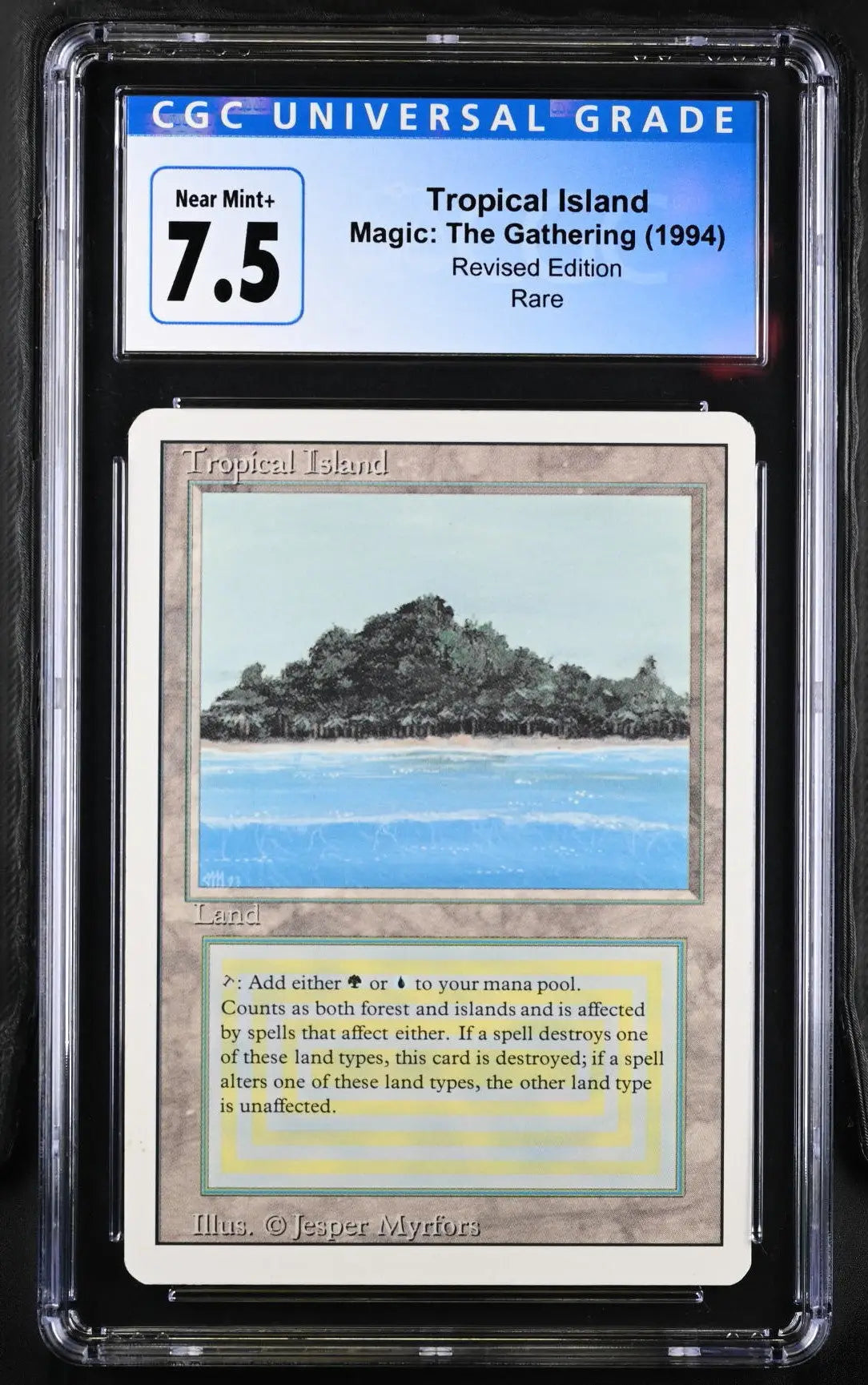 Graded CGC 7.5 NM+ Tropical Island card from Magic: The Gathering Revised Edition
