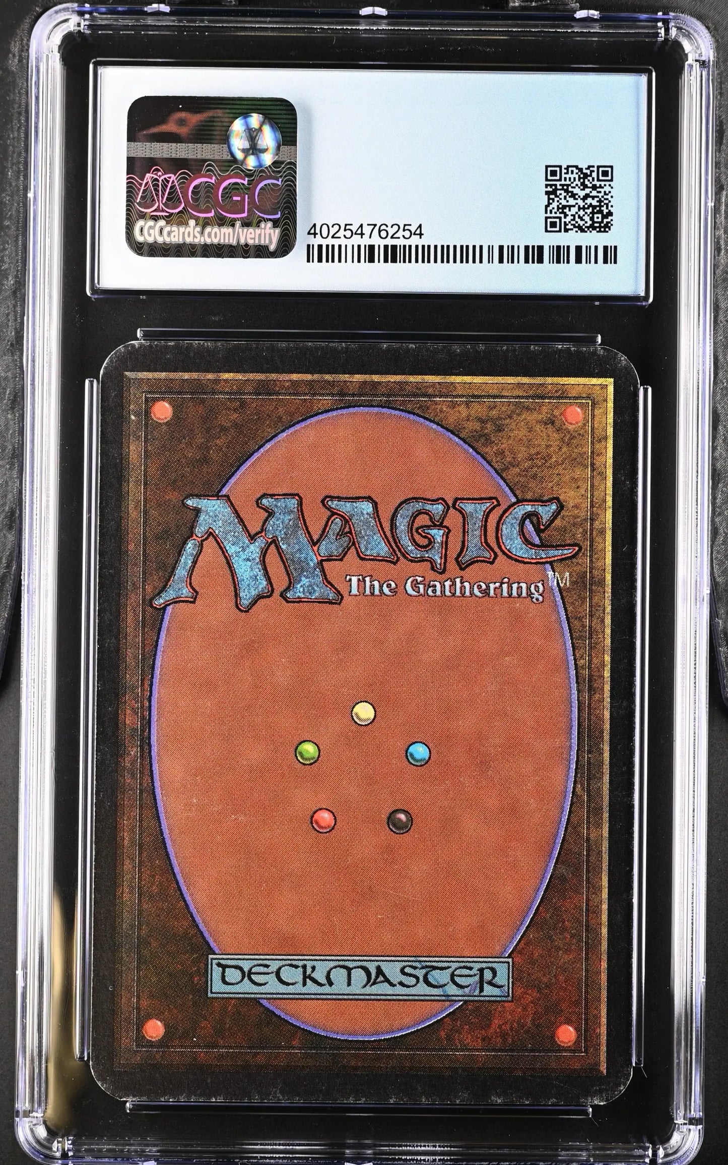 Graded Magic: The Gathering Alpha Edition card in protective case, collectible trading cards