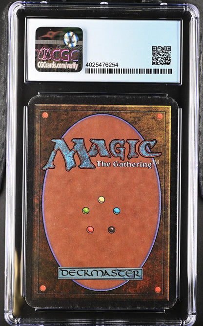Graded Magic: The Gathering Alpha Edition card in protective case, collectible trading cards