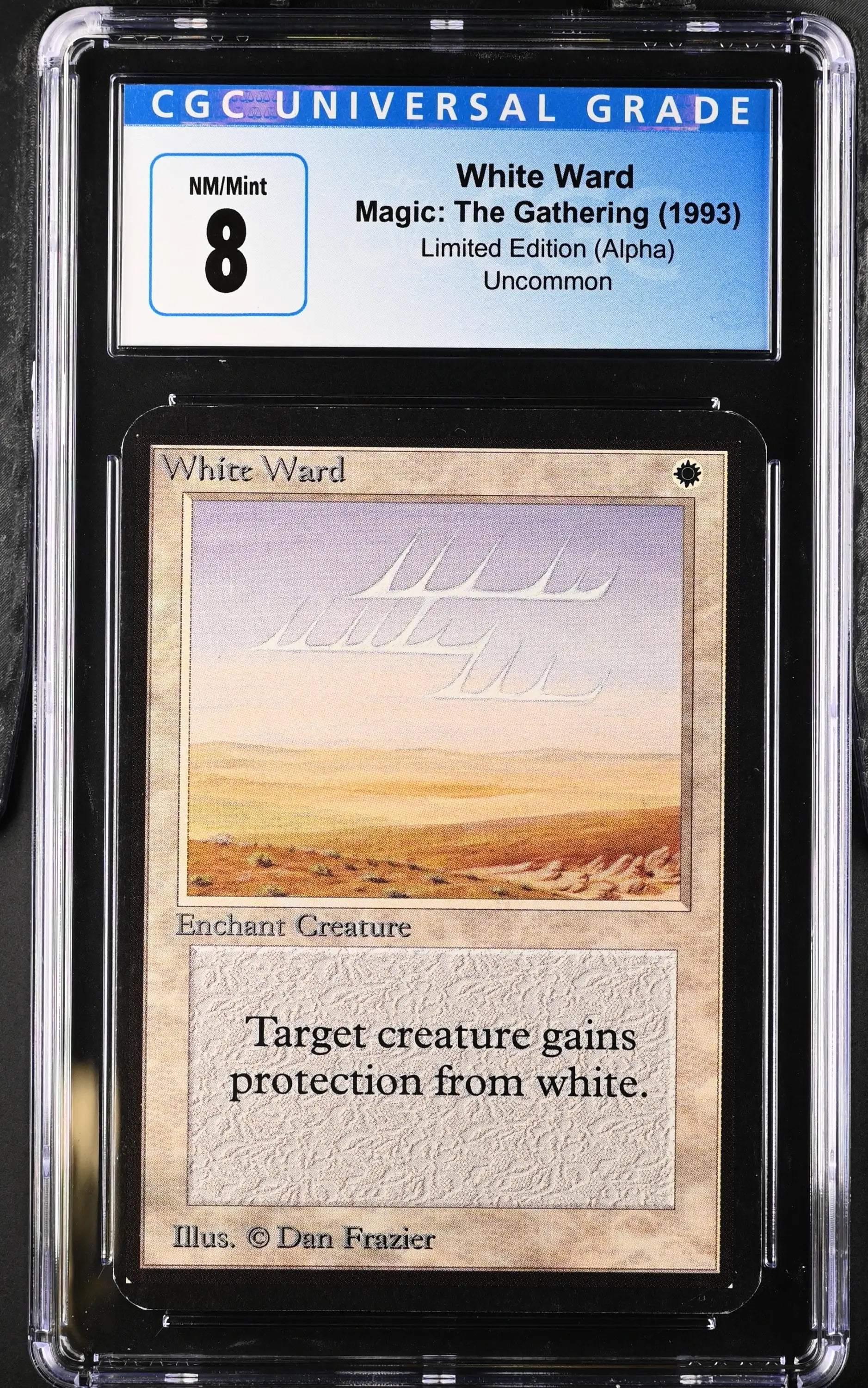 Graded CGC 8 White Ward Magic: The Gathering Alpha Edition trading card in NM/Mint condition
