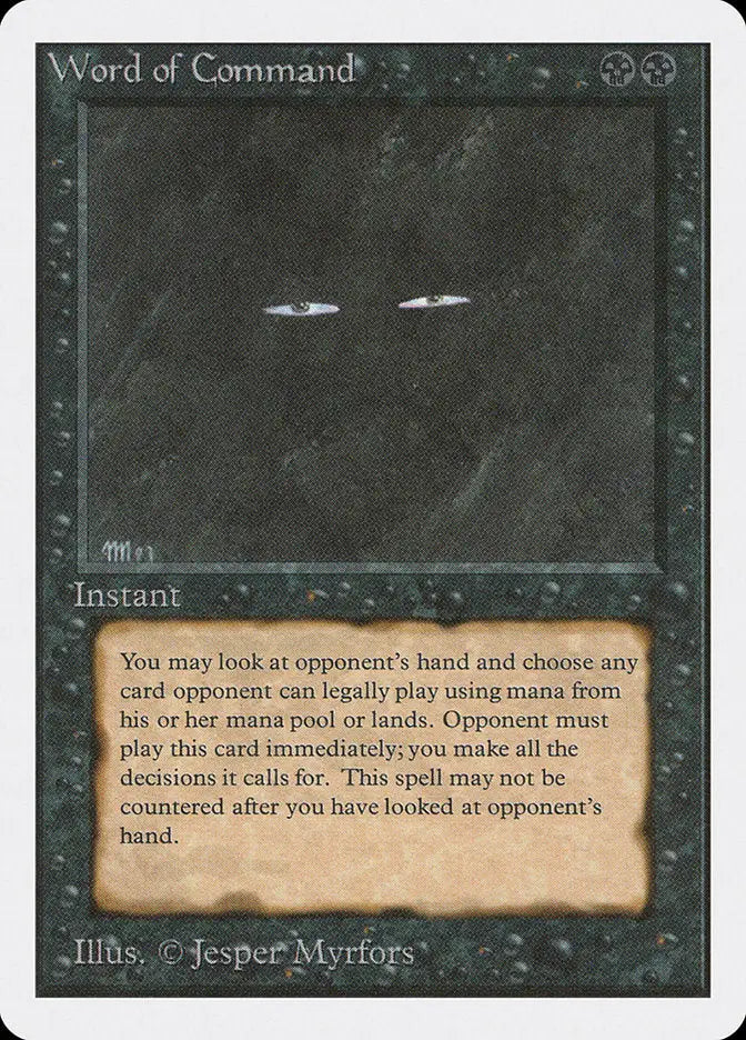 MTG Word of Command Unlimited Edition card with dark artwork and glowing eyes