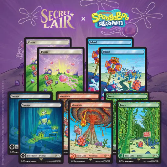 Magic the Gathering secret lair x spongebob squarepants lands under the sea cards