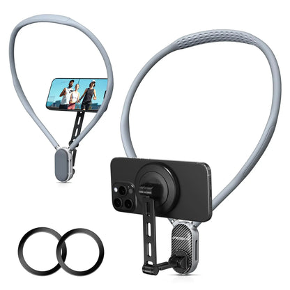 Magnetic neck phone holder for recording POV videos and hands-free content creation