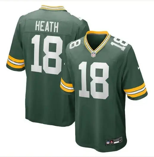 Green and yellow Malik Heath Green Bay Packers Nike Game Jerseys with HEATH 18