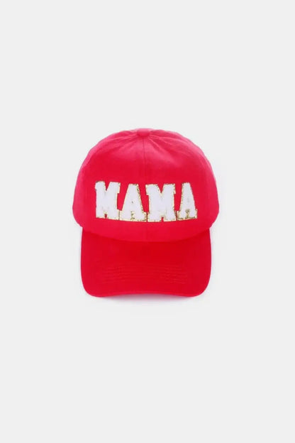 MAMA Chenille Patch Baseball Cap - Ruby / One Size