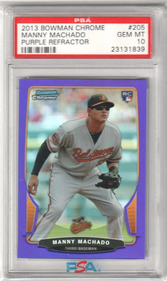 Manny Machado 2013 Bowman Chrome Purple Rookie RC card PSA 10 GEM MINT Padres