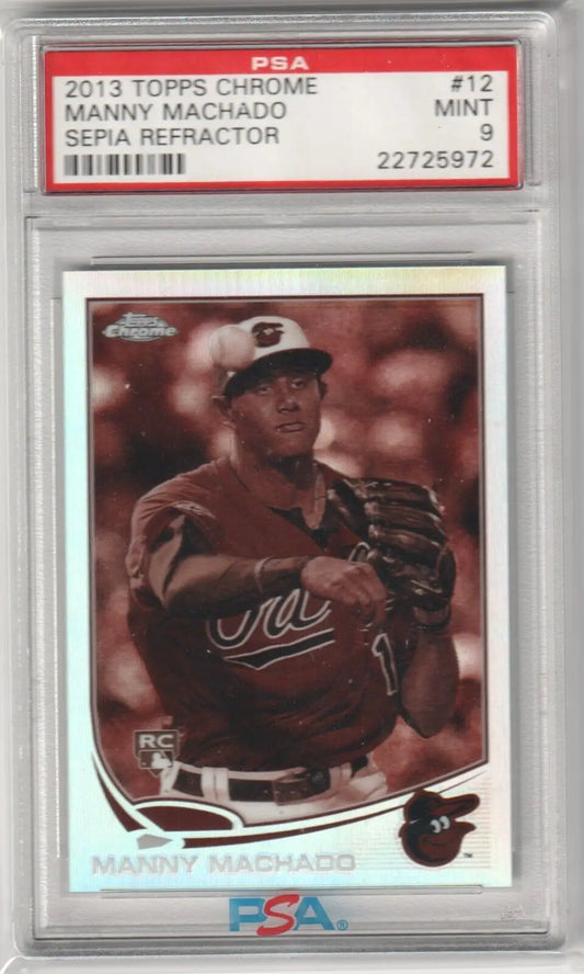 Graded Manny Machado 2013 Topps Chrome Sepia Refractor Rookie Card PSA 9 Mint