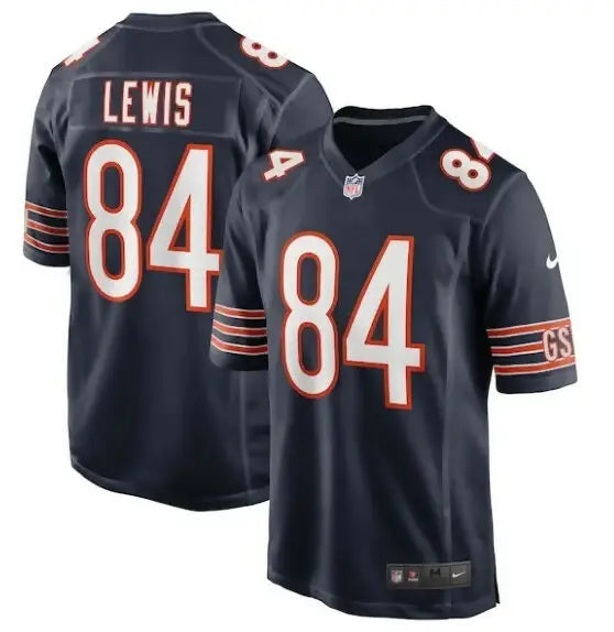 Dark blue Marcedes Lewis Chicago Bears Nike Game Jersey with number 84 and name LEWIS