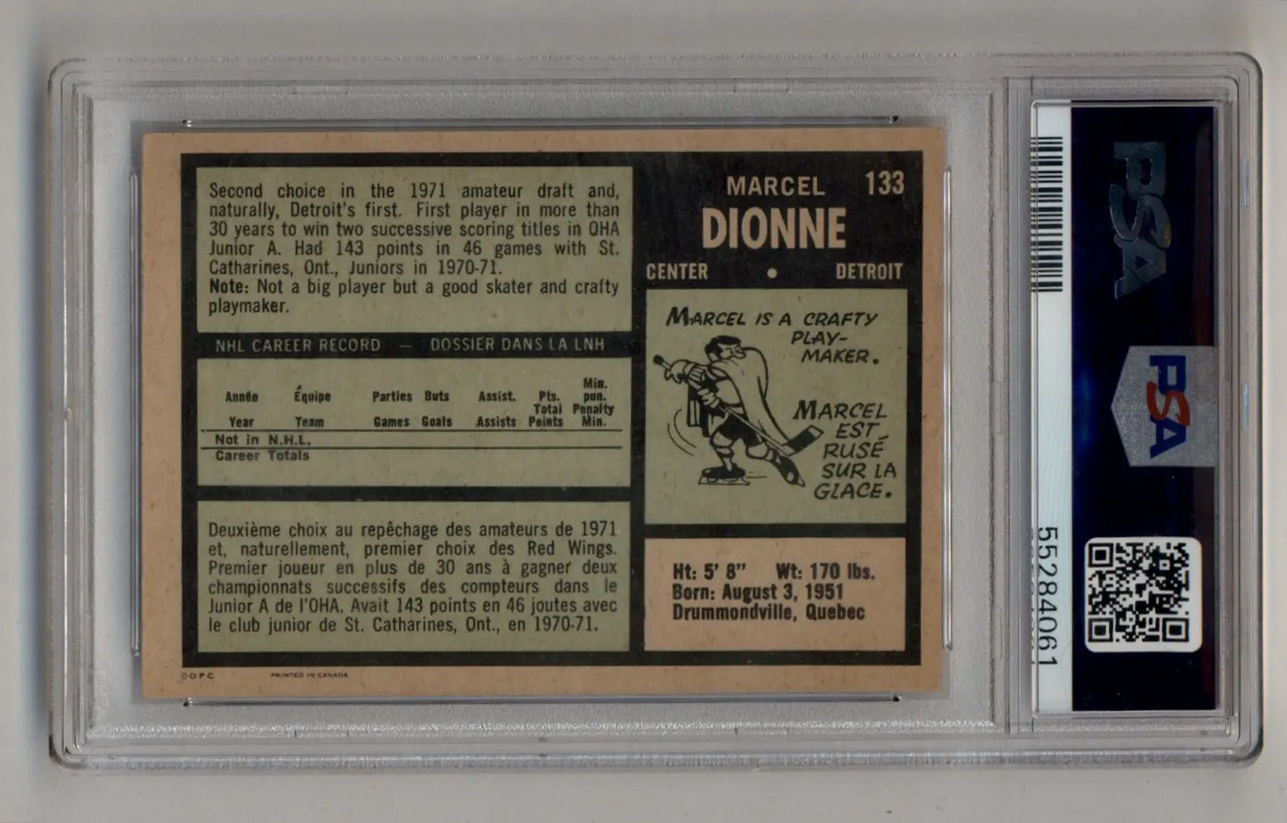 Marcel Dionne 1971-72 O-Pee-Chee #133 PSA 6 Excellent Mint - Singles