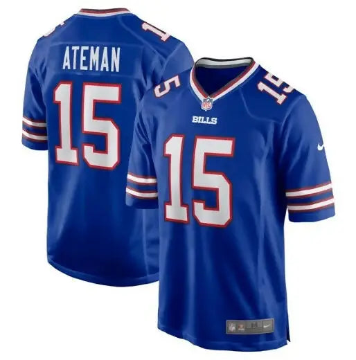 Blue Buffalo Bills Nike Team Game Jersey with number 15 displayed in product image