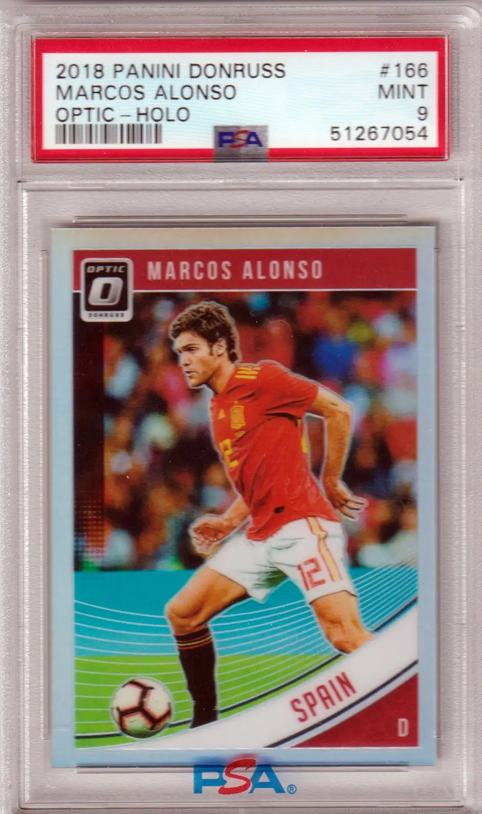 Marcos Alonso soccer card from Panini Donruss Optic Holo series on Columbia Hobby