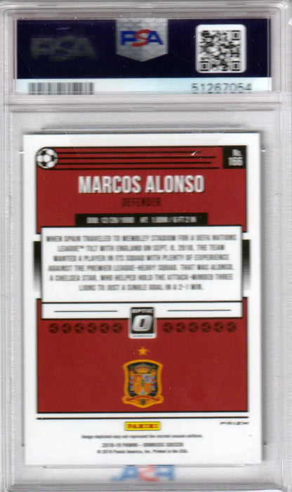 Marcos Alonso soccer card in protective case from Panini Donruss Optic set, Colombia hobby featured