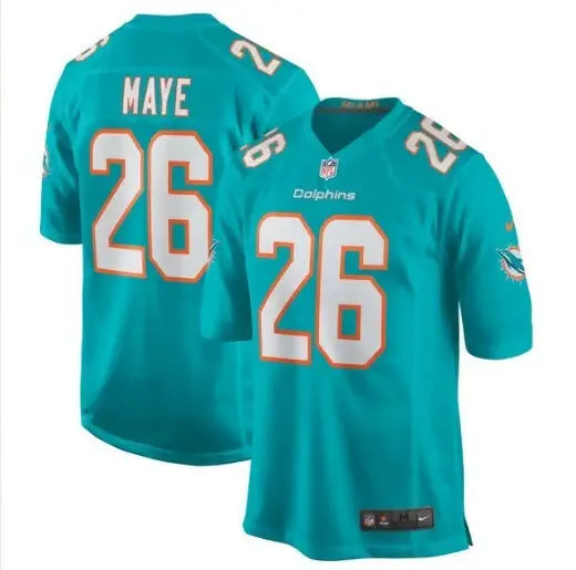 Teal Miami Dolphins Marcus Maye Nike Game Jersey with 26 number front and back
