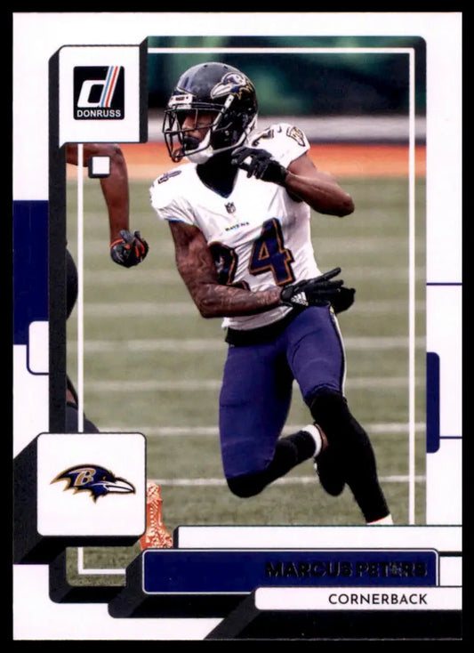 Football trading card of Marcus Peters from the 2022 Donruss Baltimore Ravens collection