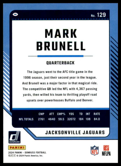 Mark Brunell football card from 2024 Donruss Jacksonville Jaguars product