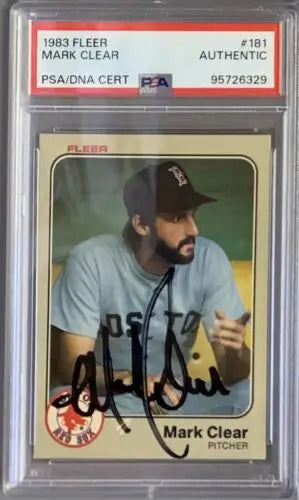 Signed 1983 Fleer baseball card of Mark Clear, Boston Red Sox, PSA DNA Authentic