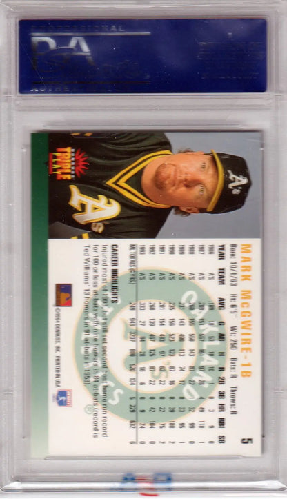 Graded MARK McGWIRE 1994 Donruss Triple Play baseball card PSA 10