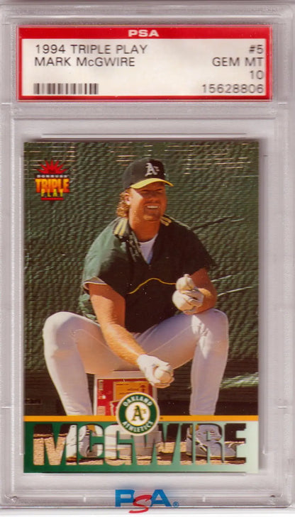 Graded Mark McGwire baseball card from Donruss Triple Play series PSA 10