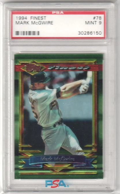 Graded Mark McGwire baseball card from 1994 Topps Finest PSA 9 MINT