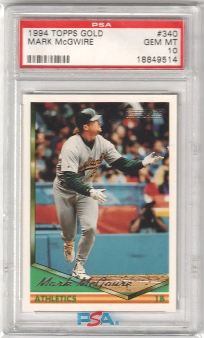 Graded Mark McGwire 1994 Topps Gold baseball card from Columbia Hobby in PSA 10 GEM MINT