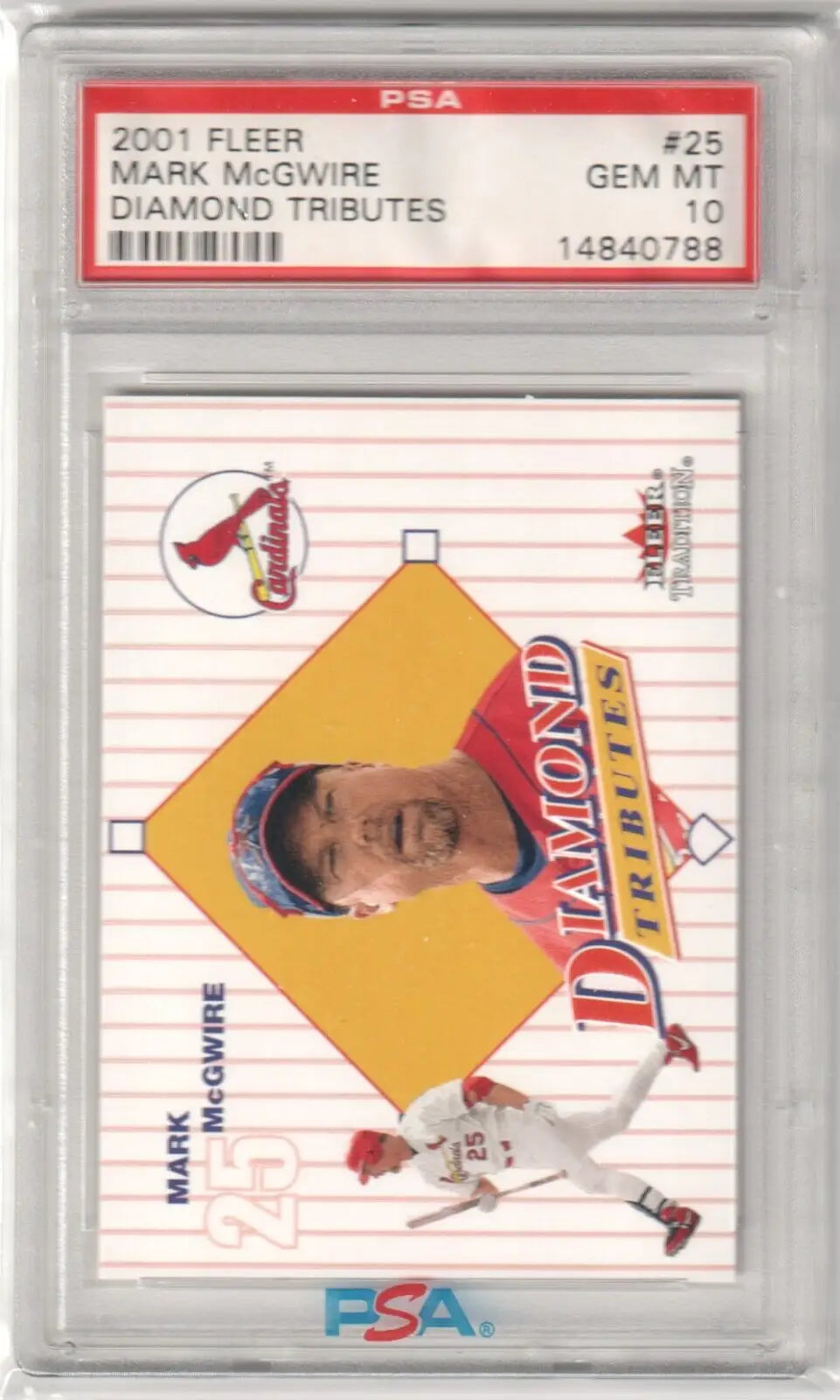Graded Mark McGwire baseball card from Fleer Diamond Tributes series with PSA 10 GEM MINT
