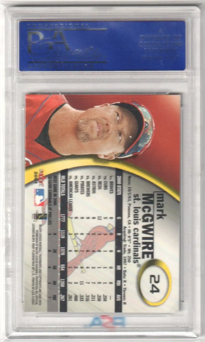 Graded Mark McGwire baseball card from Fleer E-X 2001, PSA 10 GEM MINT, Columbia Hobby