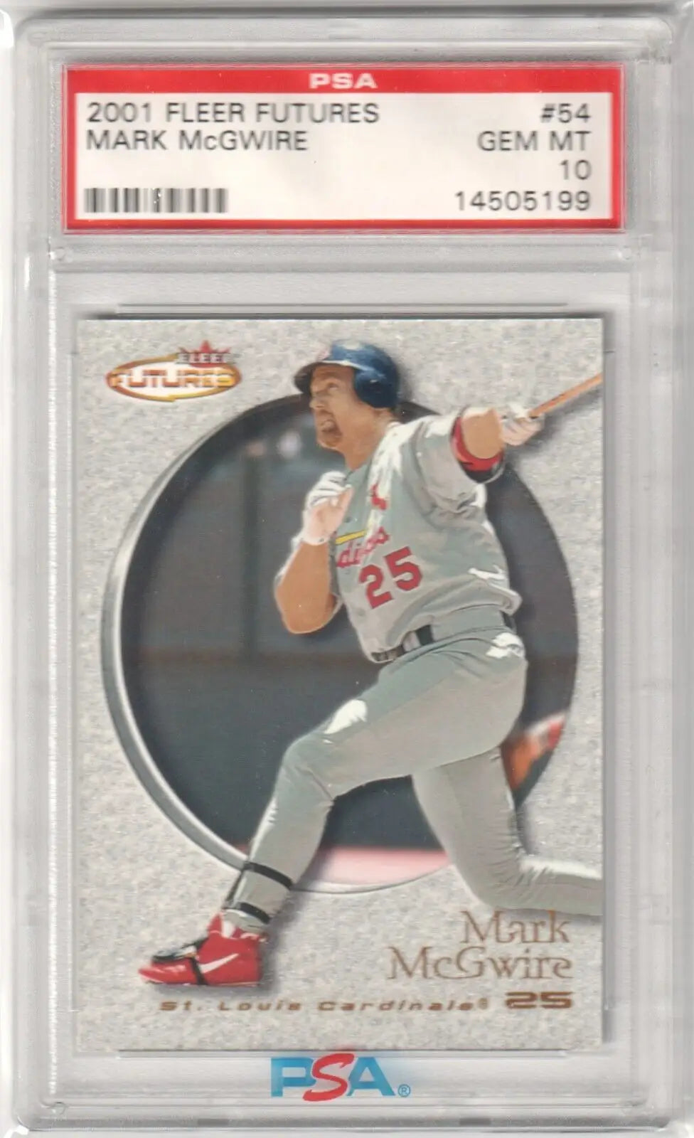 Graded Mark McGwire baseball card in display case from Columbia Hobby PSA 10 GEM MINT