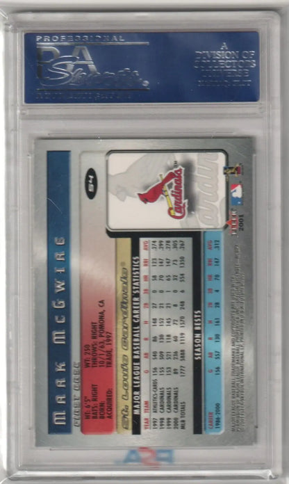 Graded Mark McGwire baseball card in display case from Columbia Hobby PSA 10 GEM MINT