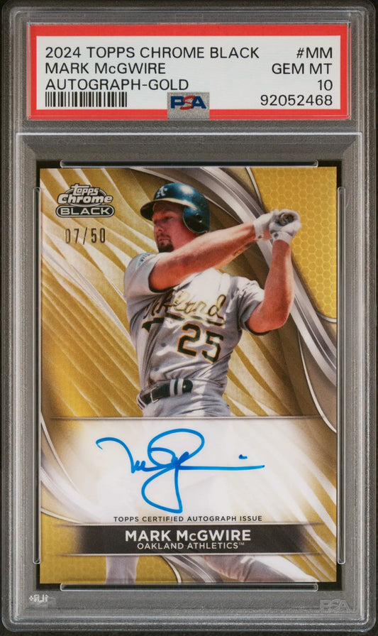 2024 Topps Chrome Black Mark McGwire autographed baseball card graded GEM MT 10 PSA