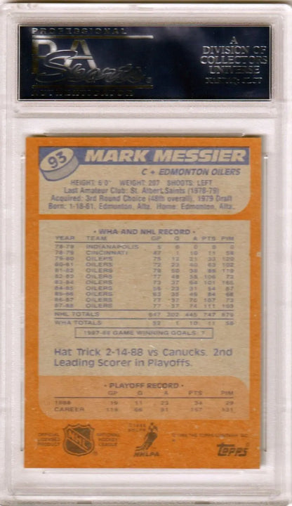 Graded Mark Messier hockey card from 1988 Topps PSA 10 GEM MINT in Columbia Hobby