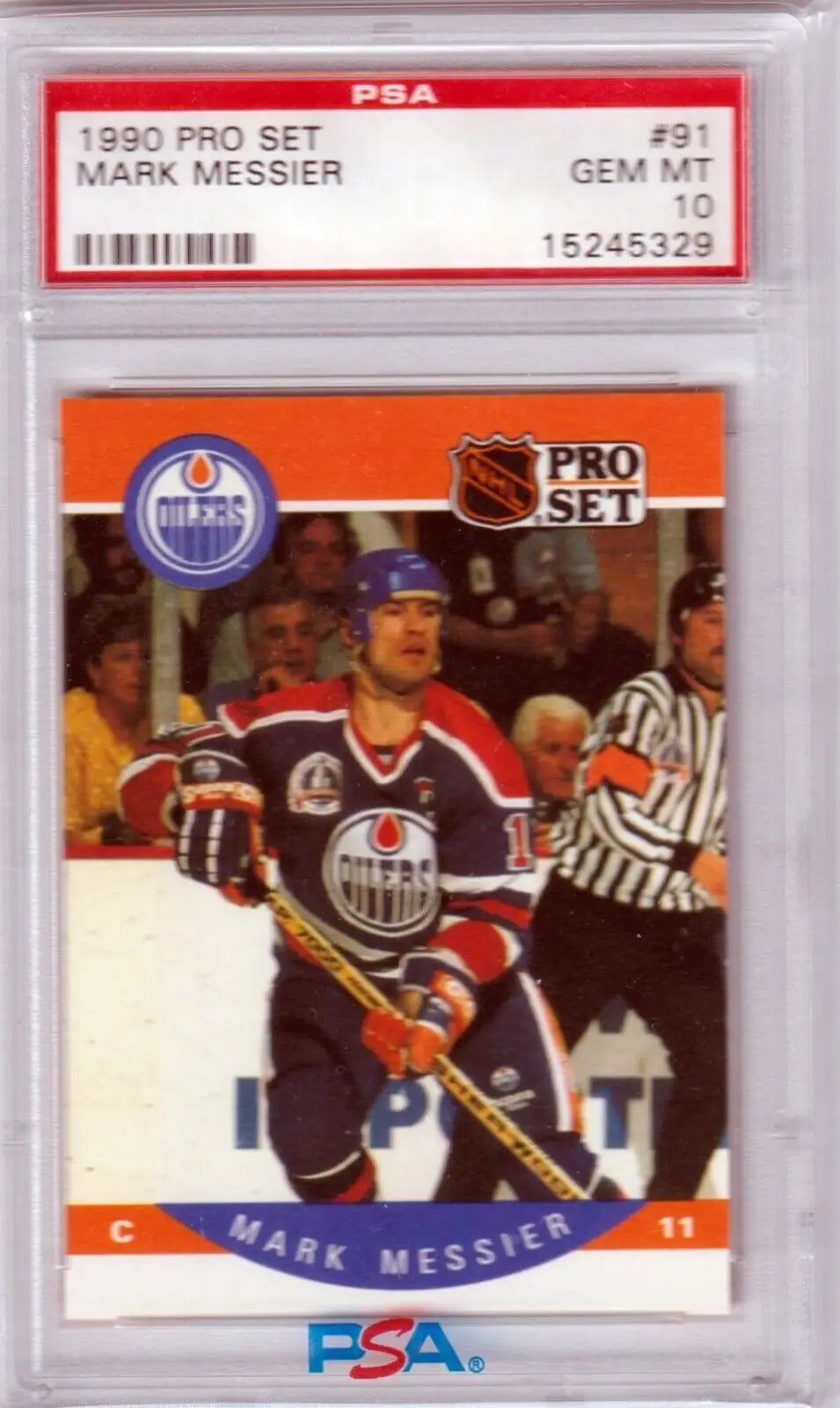 Graded Mark Messier hockey card from 1990 Pro Set PSA 10 GEM MINT at Columbia Hobby eBay