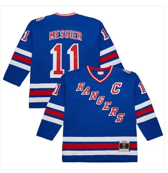 Blue Mark Messier New York Rangers 1993-94 Power Play Jersey with captain C and number 11
