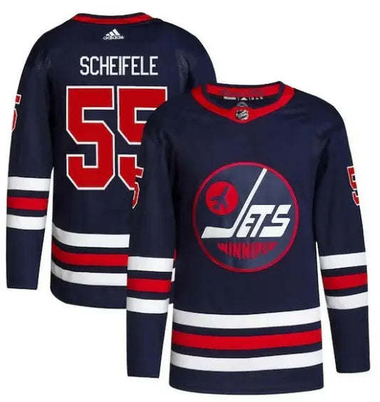 Navy blue Mark Scheifele Winnipeg Jets adidas Alternate Primegreen authentic jersey with team logo