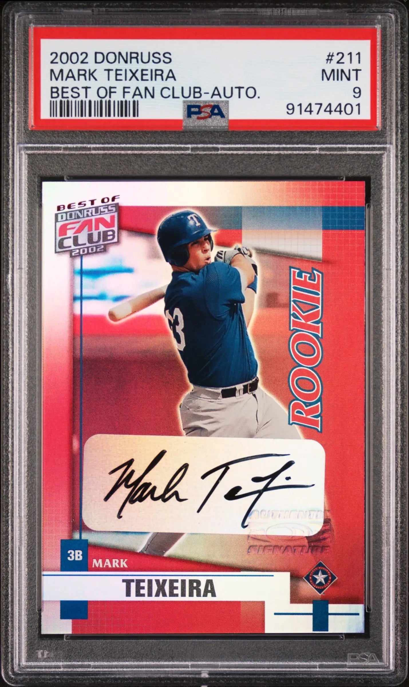 Graded Mark Teixeira rookie baseball card from Donruss Best Fan Club collection at Columbia Hobby