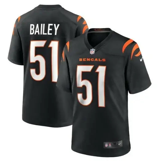Black Cincinnati Bengals Markus Bailey Nike Game Jersey with number 51 and Bailey on back