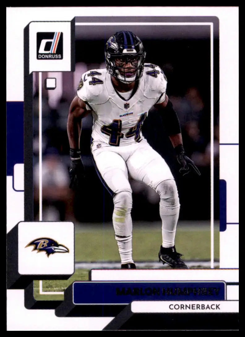 Football trading card featuring Marlon Humphrey from 2022 Donruss Baltimore Ravens