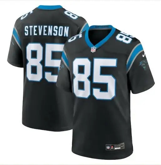 Black Carolina Panthers Nike Team Game Jersey with STEVENSON 85 lettering