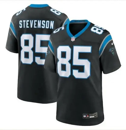 Black Carolina Panthers Nike Team Game Jersey with STEVENSON 85 lettering