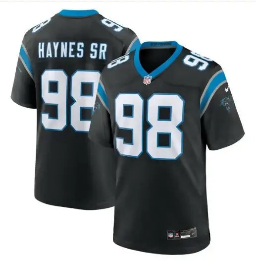 Black Marquis Haynes Sr. Carolina Panthers Nike Game Jersey with light blue and white trim
